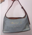 GOD'S FAVOURITE Rhinestone Denim Shoulder Bag