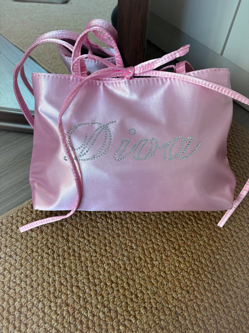 Pink Diva Bedazzled Satin Shoulder Bag